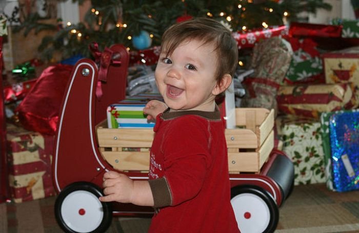 Happy Children On Christmas Morning